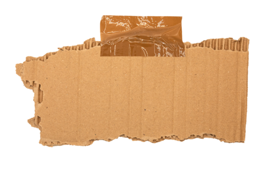 Morceau de carton avec un bout de ruban adhésif