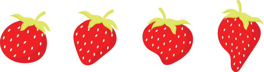 red fruit strawberrys vector set ,sweet fruit for summer amd holiday 