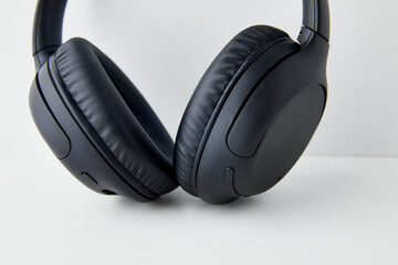 Black Wireless Headphones in Studio - Stock Photos.