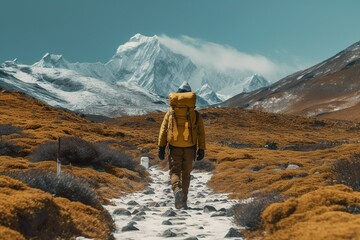 Fototapeta Explorando la belleza natural: Sendero montañoso. Generado con IA obraz