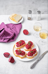 Ricotta beet salad bruschetta