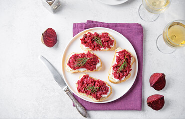 Ricotta beet salad bruschetta