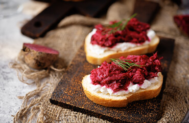 Ricotta beet salad bruschetta
