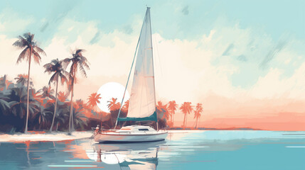 Daytime Sailboat Beach Ambience sunlight in pastel colours