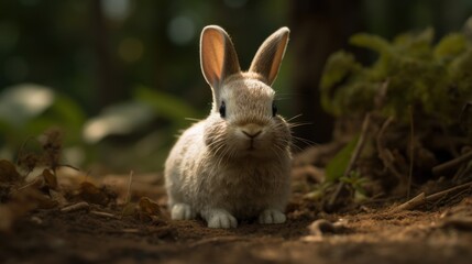 Naklejka na ściany i meble Rabbit Toy. Bunny Toy. Rabbit. Bunny. A Cute Baby Soft Toy Bunny. Made With Generative AI.