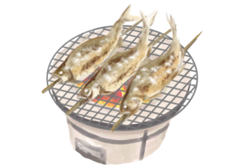 水彩の鮎の塩焼き_01_2