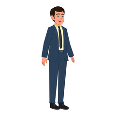 Character of a business person, young boy in coat pant, office boy, employee