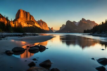 sunset over the lake