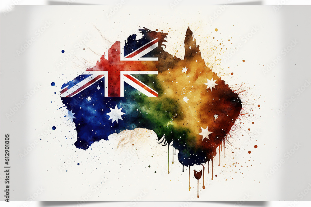 Poster Image of watercolor splash and explosion abstract art . Admirable Generative AI image .