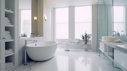 Fototapeta na wymiar Amazing, stunning, modern bathroom. Created with generative AI tools.