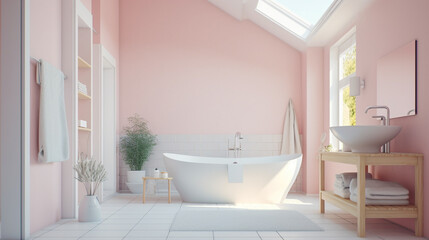 Obraz na płótnie Canvas Amazing, stunning, modern bathroom. Created with generative AI tools. 