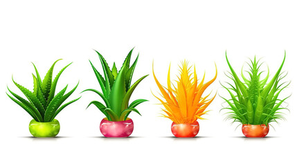 Fototapeta premium Collection of Aloe Vera isolated. Generative ai