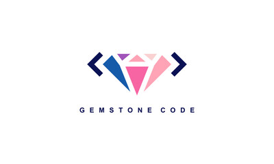 pictogram logo combination diamond and coding
