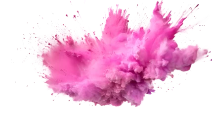 Fotobehang Colorful pink red rainbow smoke paint explosion, color fume powder splash, motion of liquid ink dye in water, AI generated image  © John