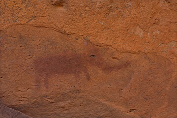 West Africa. Mauritania. Ancient rock carvings (petroglyphs) of the unique Agrour Natural Park in the southwest of the Sahara Desert, whose age is about 5000 years BC.