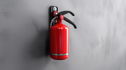 Obraz premium Fire extinguisher on gray wall. Generative ai
