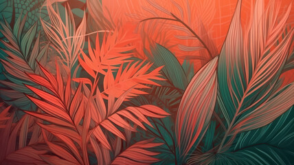 Fototapeta na wymiar Exotic Pink and Orange Abstract Background