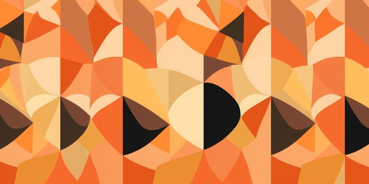 Hand drawn dynamic geometric pattern. Warm colours abstract shapes. Fashionable template for design, Generative AI