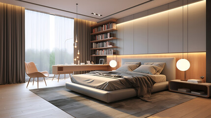 Bed room interior design with beautiful decoration 