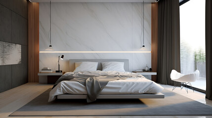 Bed room interior design with beautiful decoration 