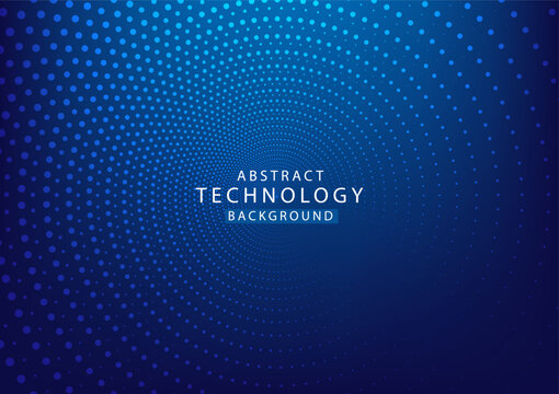 Abstract dot circle blue background high tech. Concept technology, innovation, big data, Ai, network, business, modern, online
