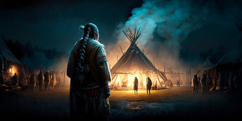 Obraz premium Delving into the mystical traditions of indigenous communities Generative AI