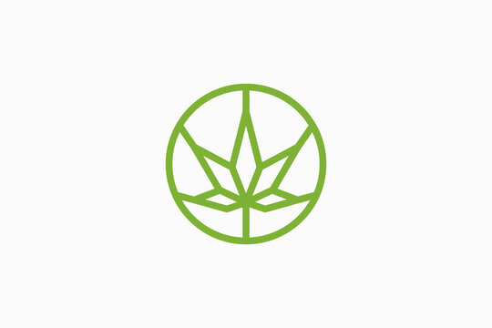 geometric cannabis logo vector premium template