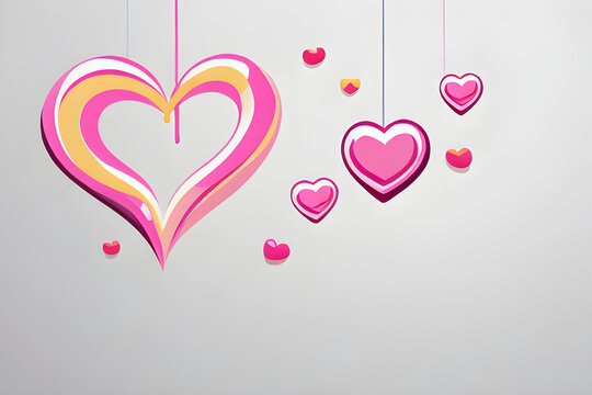 Simple background with heart shapes generative AI. Love heart background. Banner for valentine's day.