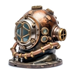 an antique diver's helmet
