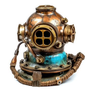 an antique diver's helmet