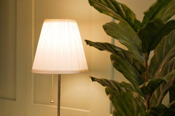 a lamp in home against white wall 