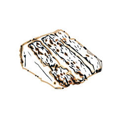 Color sketch of a layer cake slice with transparent background