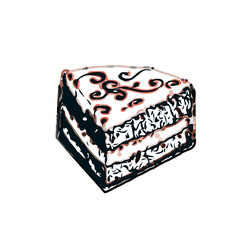 Color sketch of a layer cake slice with transparent background
