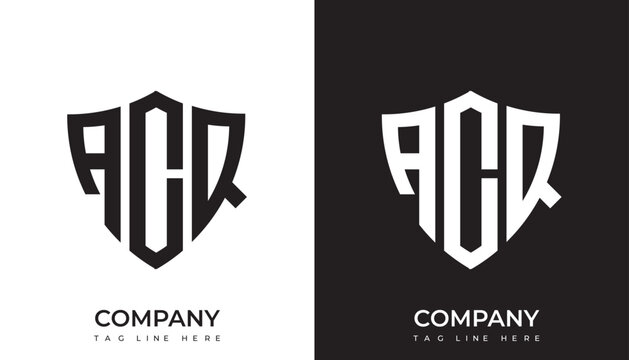 ACQ logo. ACQ shield logo design. ACQ logo for technology, business and real estate brand