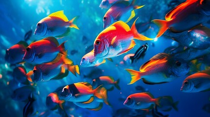 Obraz na płótnie Canvas School of Vibrant Fish in Their Underwater Habitat