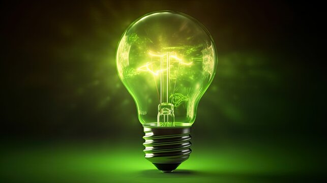 the light bulb that represents green energy for technology environmental friendly renewable energy or clean circular energy concept. sustainable energy sources