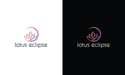 Vector logo on which an abstract image of an eclipse of the moon and a lotus.