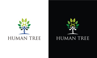people tree logo design vector illustration