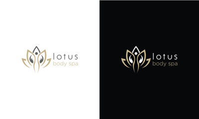 Creative simple Artistic Lotus Flower with hand care logo design illustration