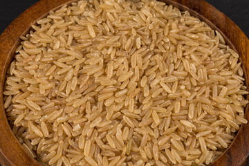 Rice in wooden bowl