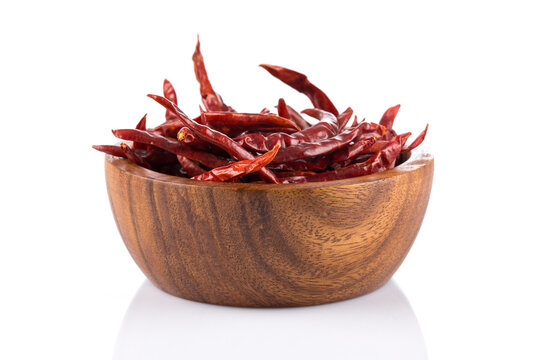 dried chili on white background
