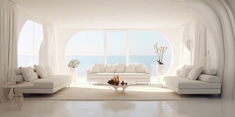 White minimal Living room interior design Salvador Dali style