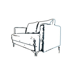 color sketch of a living room chair with transparent background