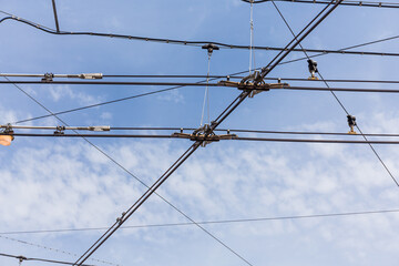 trolley trolleybus electricity cable lines
