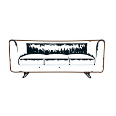 color sketch of a living room chair with transparent background