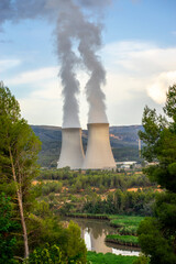 Photo of a nuclear power plant on the mountain