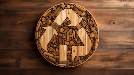 Circular economy concept on a wood block, recycle, environment, reuse, manufacturing, waste, consumer, resource for Sustainable development.