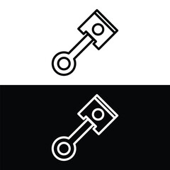 Engine piston line icon. Car piston outline icon isolated white and black background