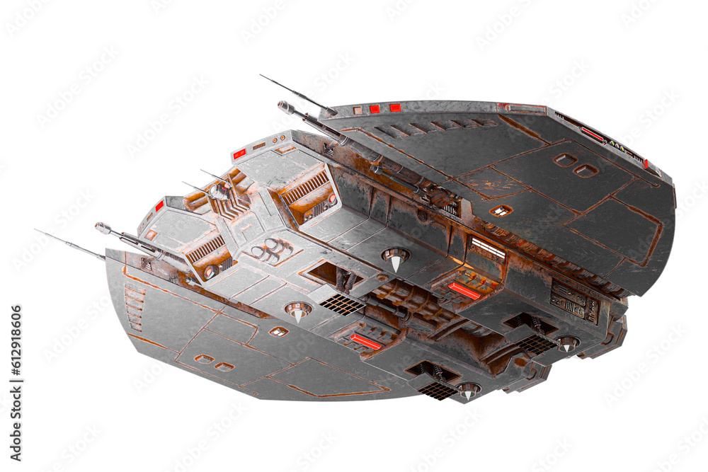 Wall mural alien spaceship troop is passing by on bottom view