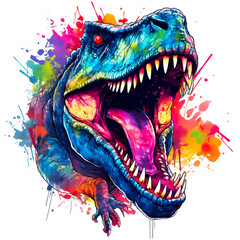 Tyrannosaurus rex dinosaur illustration, created with Generative AI technology